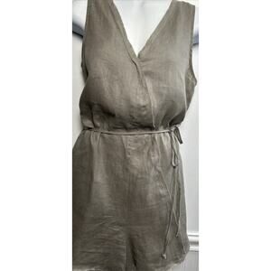 Grade & Gather Romper Tie Waist Small 100% Linen Brown Sleeveless Minimalistic